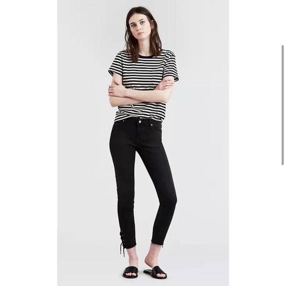 Levi’s 711 Skinny with Ankle Tie Detail Black - Picture 1 of 5